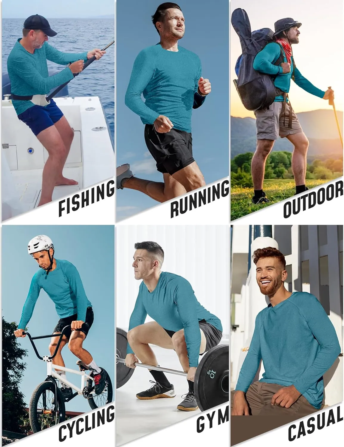 Long Sleeve Shirts for Men 4 Pack Workout T Shirt UPF 50  Rash Guard Quick Dry Fit Fishing Athletic Tshirt