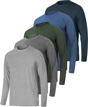 Long Sleeve Shirts for Men 5 Pack Athletic T Shirt UPF 50  Sun Protection Fishing Active Running Quick Dry Fit Tee Shirt