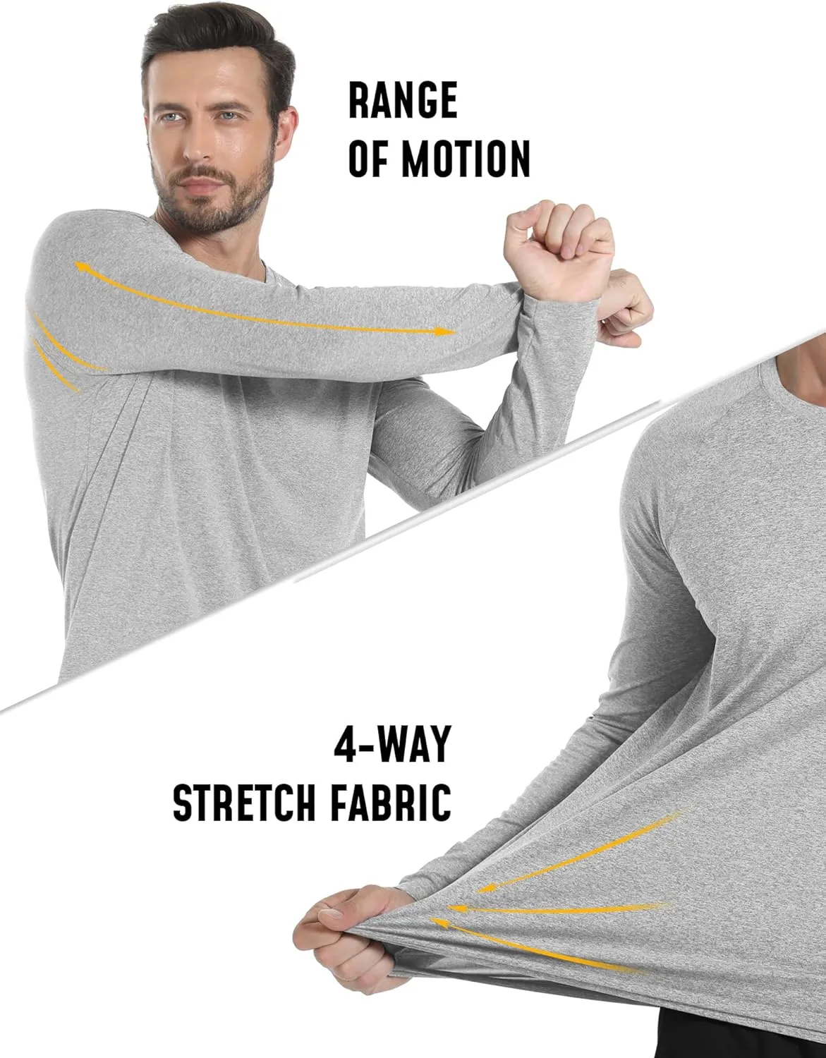 Long Sleeve Shirts for Men 5 Pack Athletic T Shirt UPF 50  Sun Protection Fishing Active Running Quick Dry Fit Tee Shirt