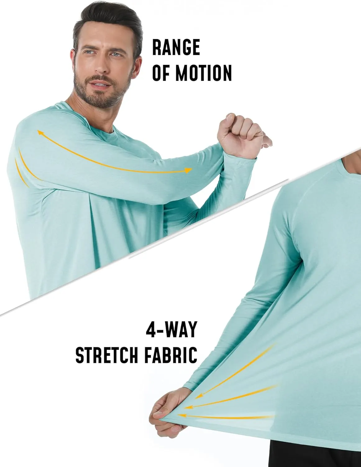 Long Sleeve Shirts for Men 5 Pack Athletic T Shirt UPF 50  Sun Protection Fishing Active Running Quick Dry Fit Tee Shirt