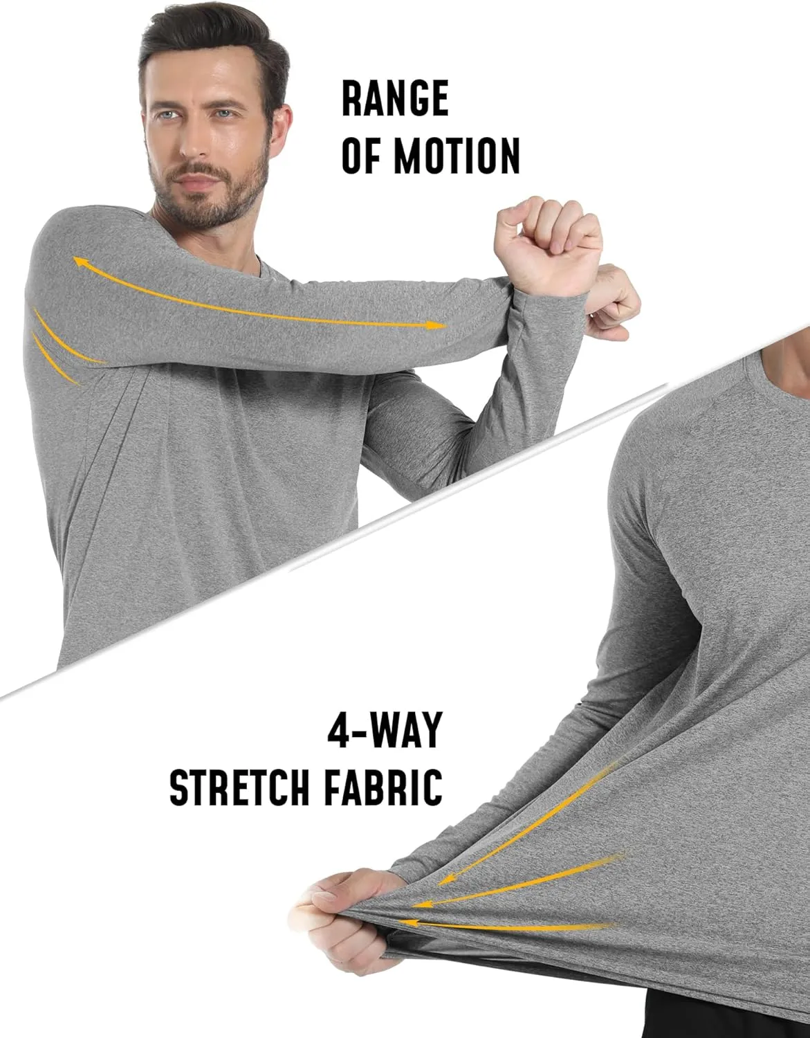 Long Sleeve Shirts for Men 5 Pack Athletic T Shirt UPF 50  Sun Protection Fishing Active Running Quick Dry Fit Tee Shirt