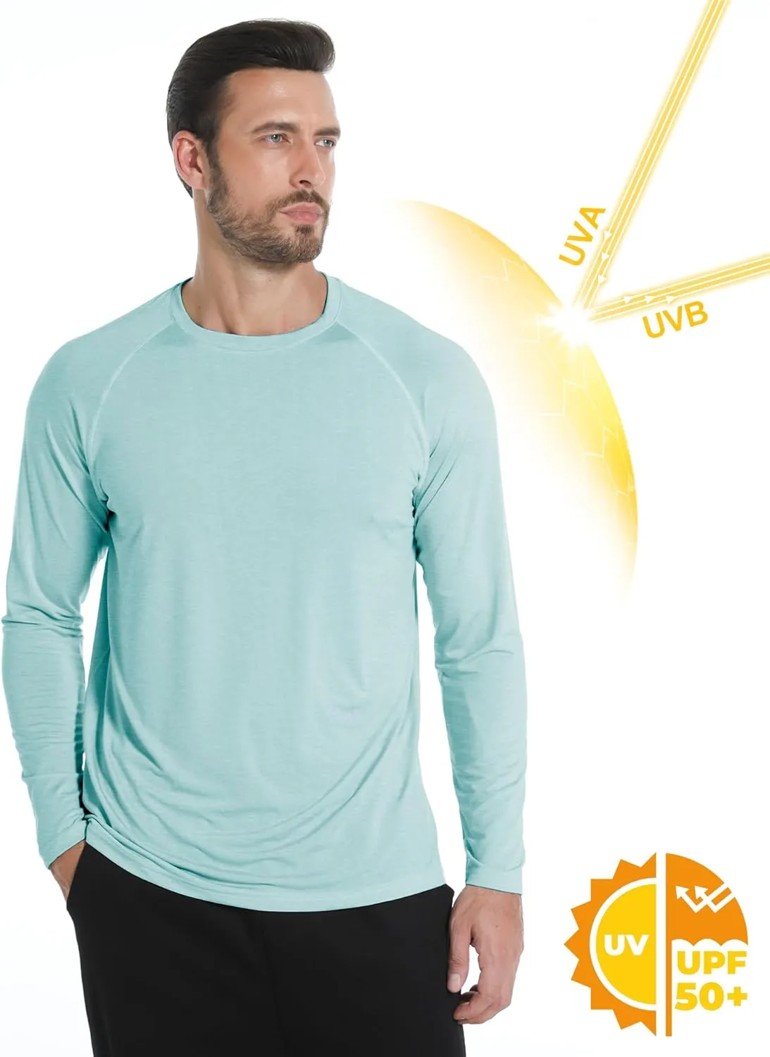 Long Sleeve Shirts for Men 5 Pack Athletic T Shirt UPF 50  Sun Protection Fishing Active Running Quick Dry Fit Tee Shirt