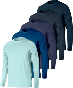 Long Sleeve Shirts for Men 5 Pack Athletic T Shirt UPF 50  Sun Protection Fishing Active Running Quick Dry Fit Tee Shirt