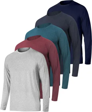 Long Sleeve Shirts for Men 5 Pack Athletic T Shirt UPF 50  Sun Protection Fishing Active Running Quick Dry Fit Tee Shirt