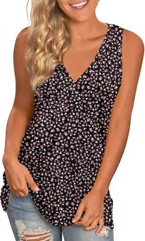 LONGYUAN Women's Summer Tank Tops V Neck Sleeveless Shirts S-3XL