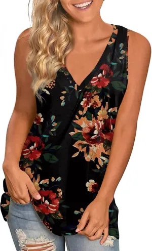 LONGYUAN Women's Summer Tank Tops V Neck Sleeveless Shirts S-3XL