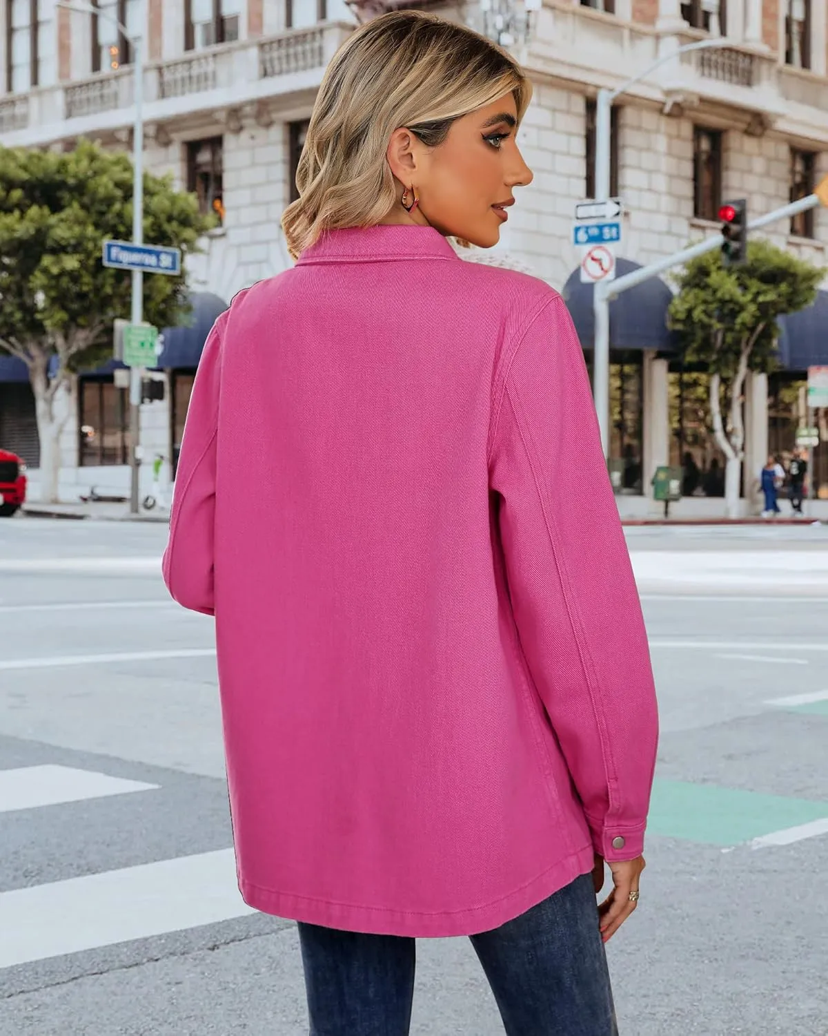 luvamia 2025 Spring Jean Jackets for Women Fashion Oversized Button Down Denim Jacket Western Shacket Jacket with Pockets