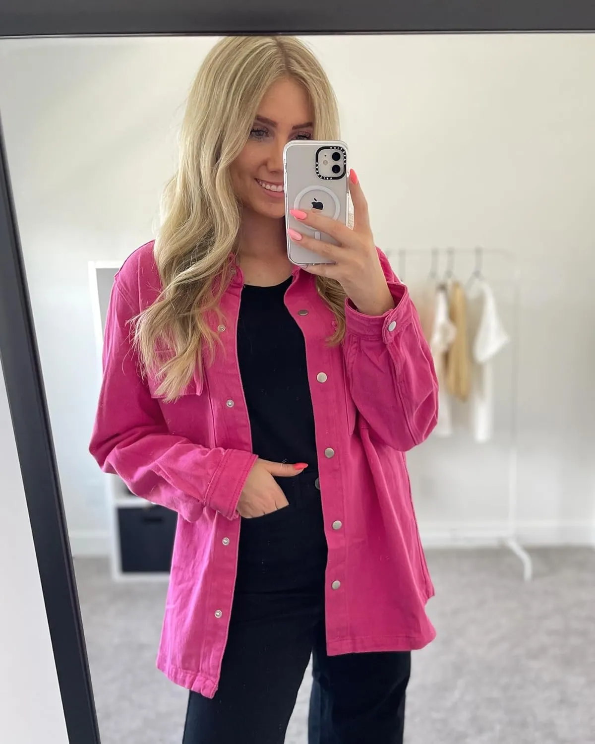 luvamia 2025 Spring Jean Jackets for Women Fashion Oversized Button Down Denim Jacket Western Shacket Jacket with Pockets