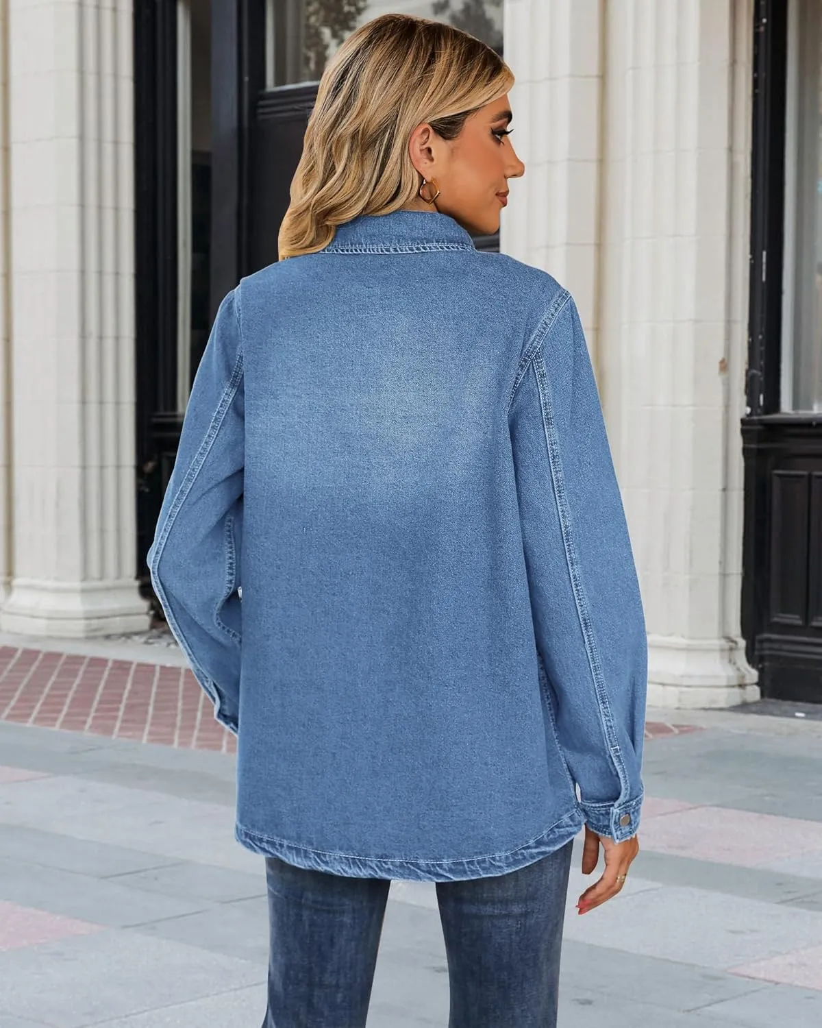 luvamia 2025 Spring Jean Jackets for Women Fashion Oversized Button Down Denim Jacket Western Shacket Jacket with Pockets