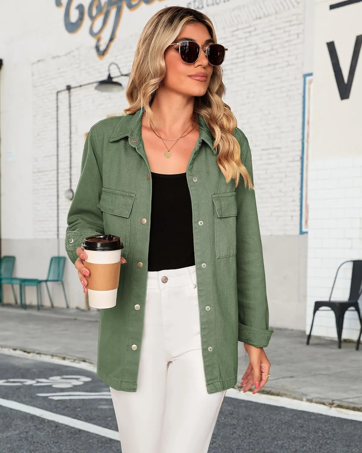 luvamia 2025 Spring Jean Jackets for Women Fashion Oversized Button Down Denim Jacket Western Shacket Jacket with Pockets