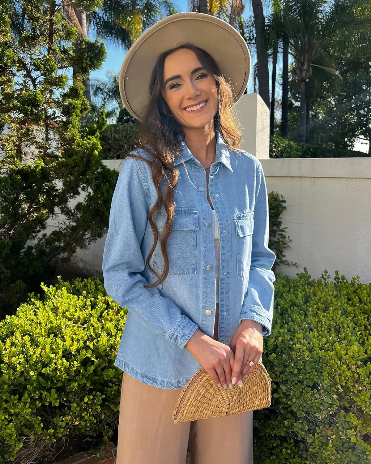 luvamia 2025 Spring Jean Jackets for Women Fashion Oversized Button Down Denim Jacket Western Shacket Jacket with Pockets