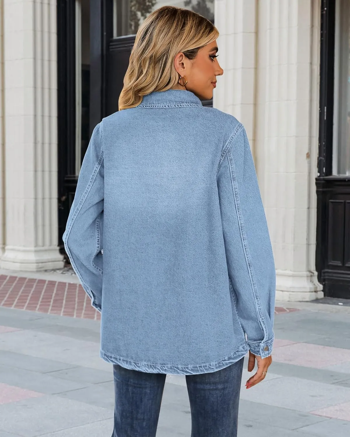 luvamia 2025 Spring Jean Jackets for Women Fashion Oversized Button Down Denim Jacket Western Shacket Jacket with Pockets