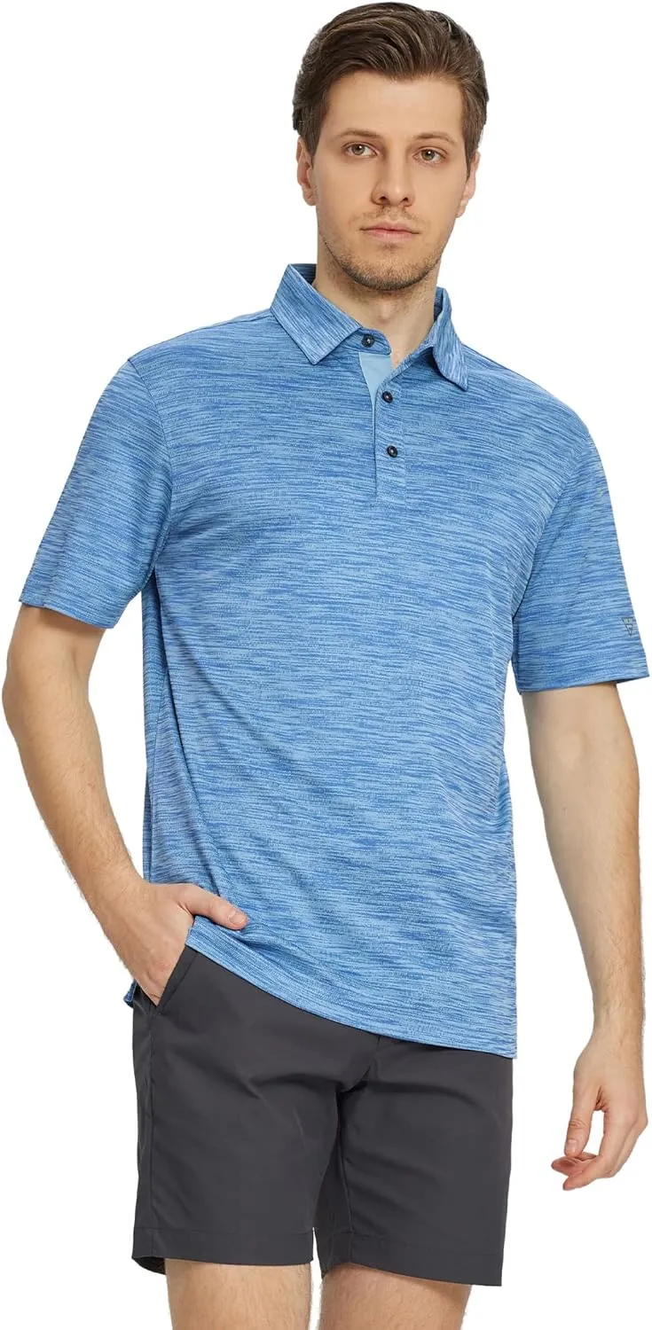 M MAELREG Golf Shirts for Men Dry Fit Short Sleeve Casual Performance Moisture Wicking Heather Pique Collared Polo Shirts