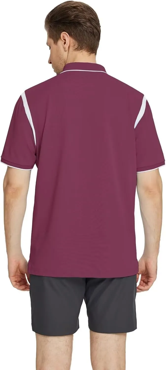 M MAELREG Polo Shirts for Men Short Sleeve Casual Dry Fit Lightweight Performance Moisture Wicking Zipper Mens Golf Shirts