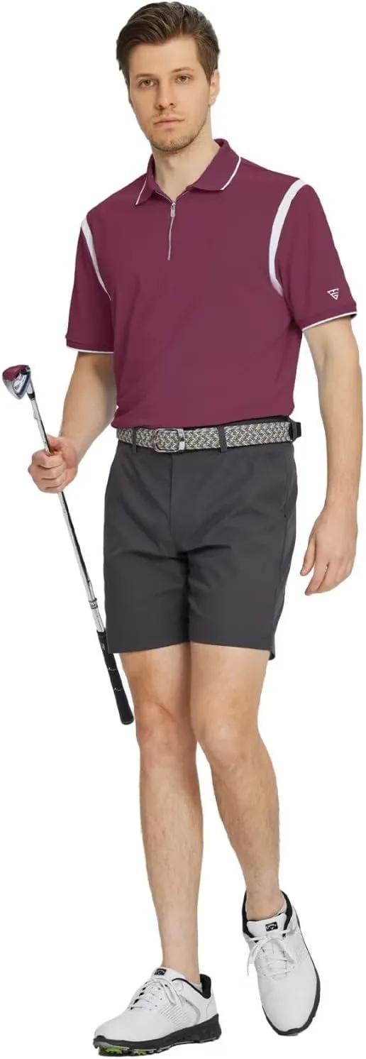 M MAELREG Polo Shirts for Men Short Sleeve Casual Dry Fit Lightweight Performance Moisture Wicking Zipper Mens Golf Shirts