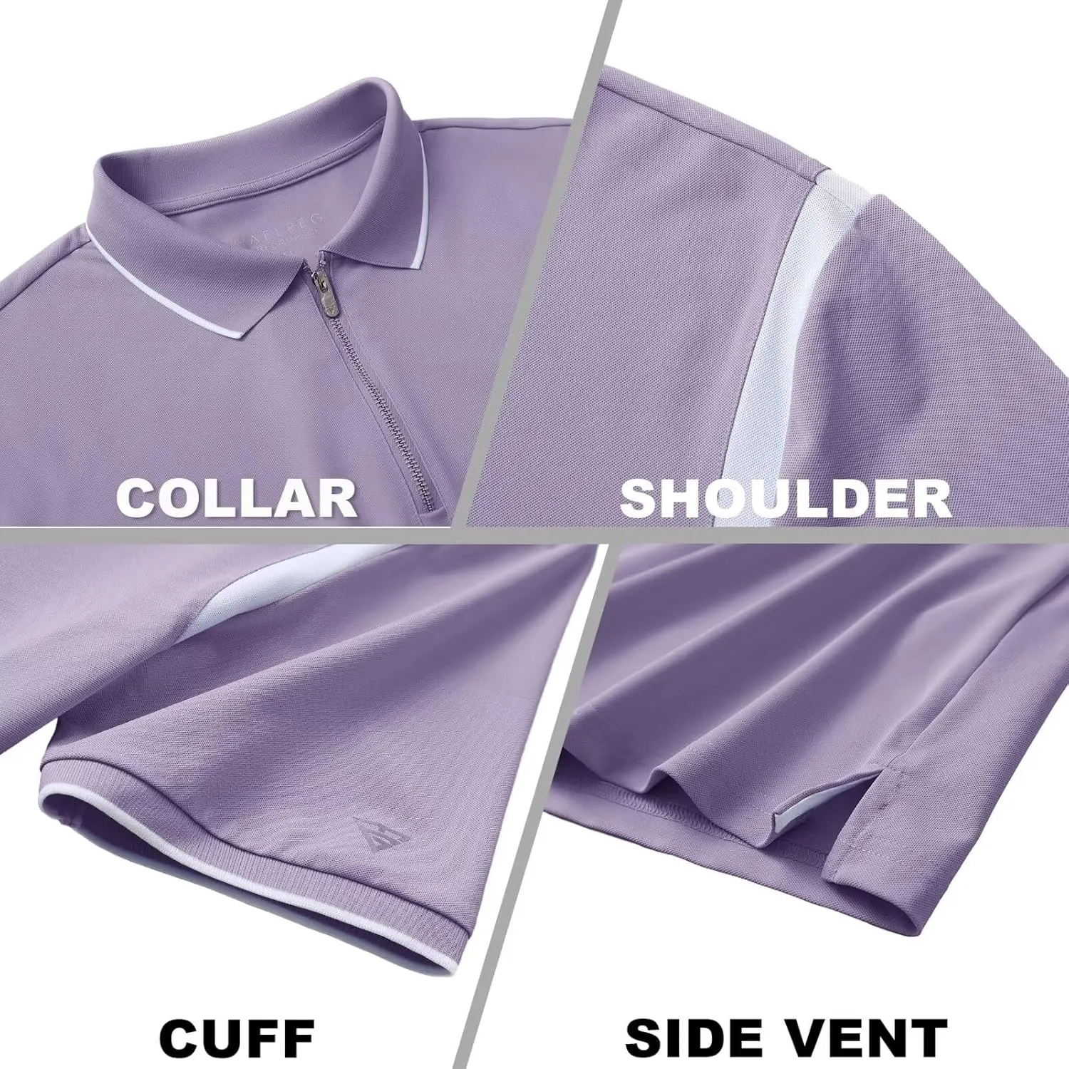 M MAELREG Polo Shirts for Men Short Sleeve Casual Dry Fit Lightweight Performance Moisture Wicking Zipper Mens Golf Shirts