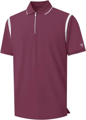 M MAELREG Polo Shirts for Men Short Sleeve Casual Dry Fit Lightweight Performance Moisture Wicking Zipper Mens Golf Shirts