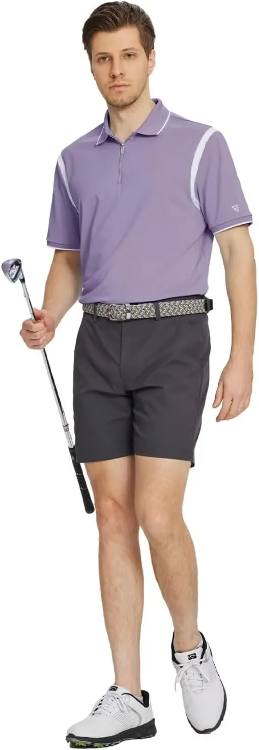 M MAELREG Polo Shirts for Men Short Sleeve Casual Dry Fit Lightweight Performance Moisture Wicking Zipper Mens Golf Shirts