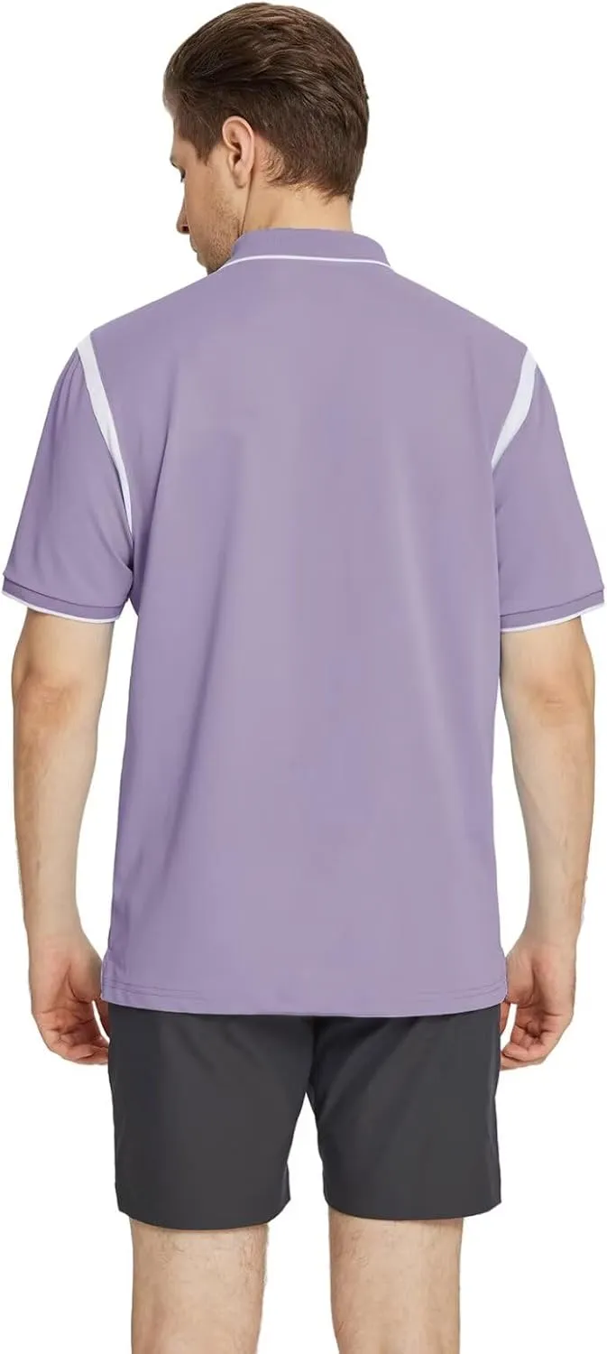 M MAELREG Polo Shirts for Men Short Sleeve Casual Dry Fit Lightweight Performance Moisture Wicking Zipper Mens Golf Shirts
