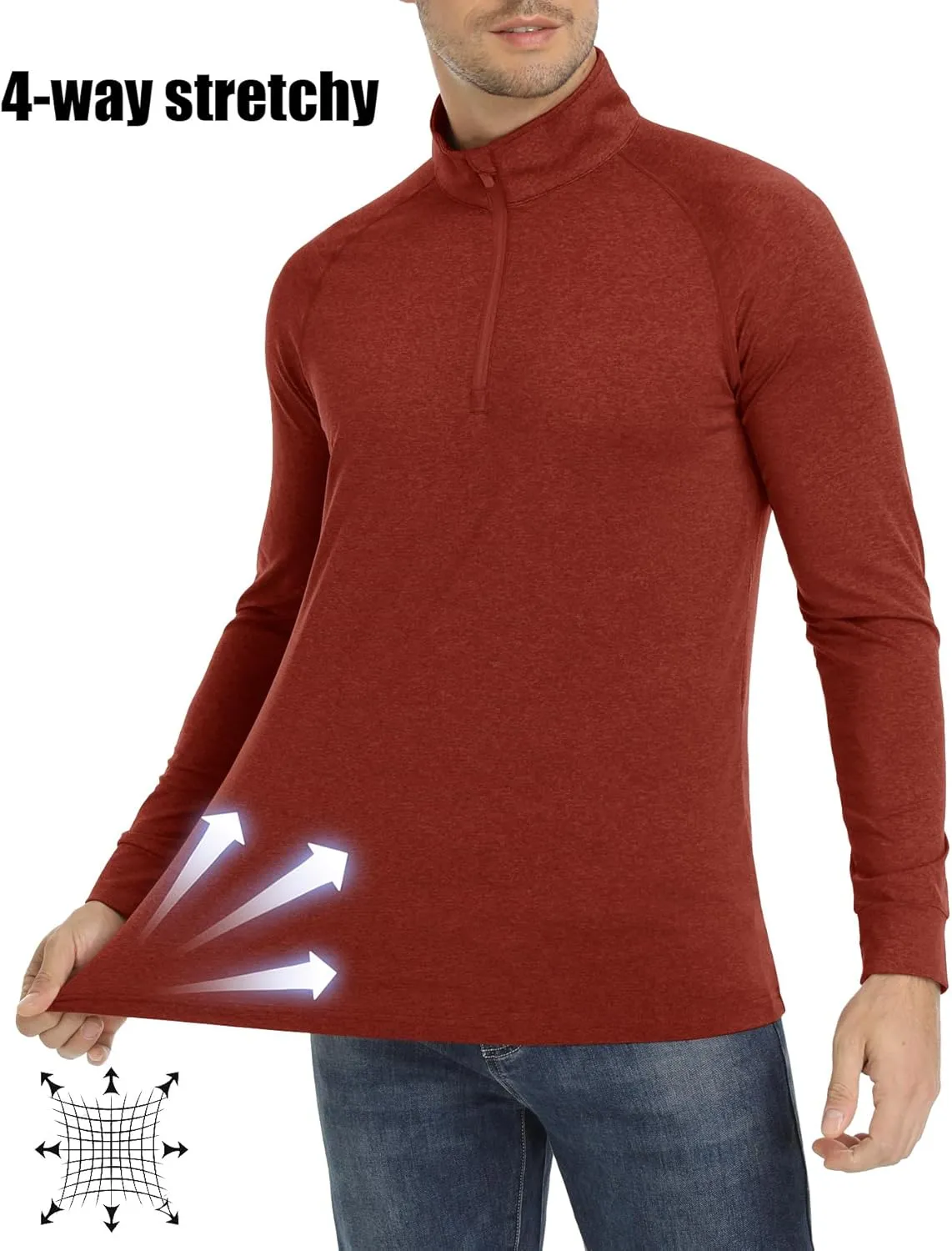 MAGCOMSEN Men's 1/4 Zip Pullover UPF 50  Long Sleeve Sun Protection Sports Shirts Lightweight Athletic Workout Shirt