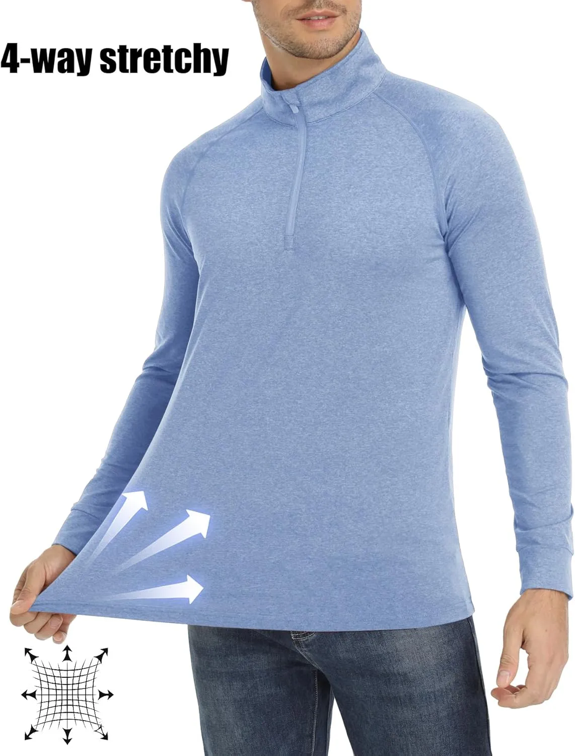 MAGCOMSEN Men's 1/4 Zip Pullover UPF 50  Long Sleeve Sun Protection Sports Shirts Lightweight Athletic Workout Shirt