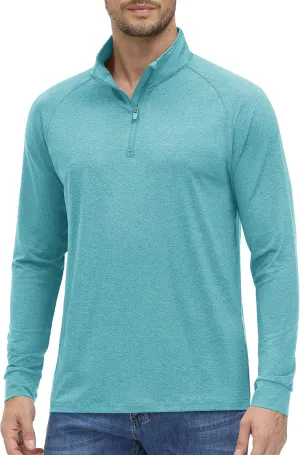 MAGCOMSEN Men's 1/4 Zip Pullover UPF 50  Long Sleeve Sun Protection Sports Shirts Lightweight Athletic Workout Shirt