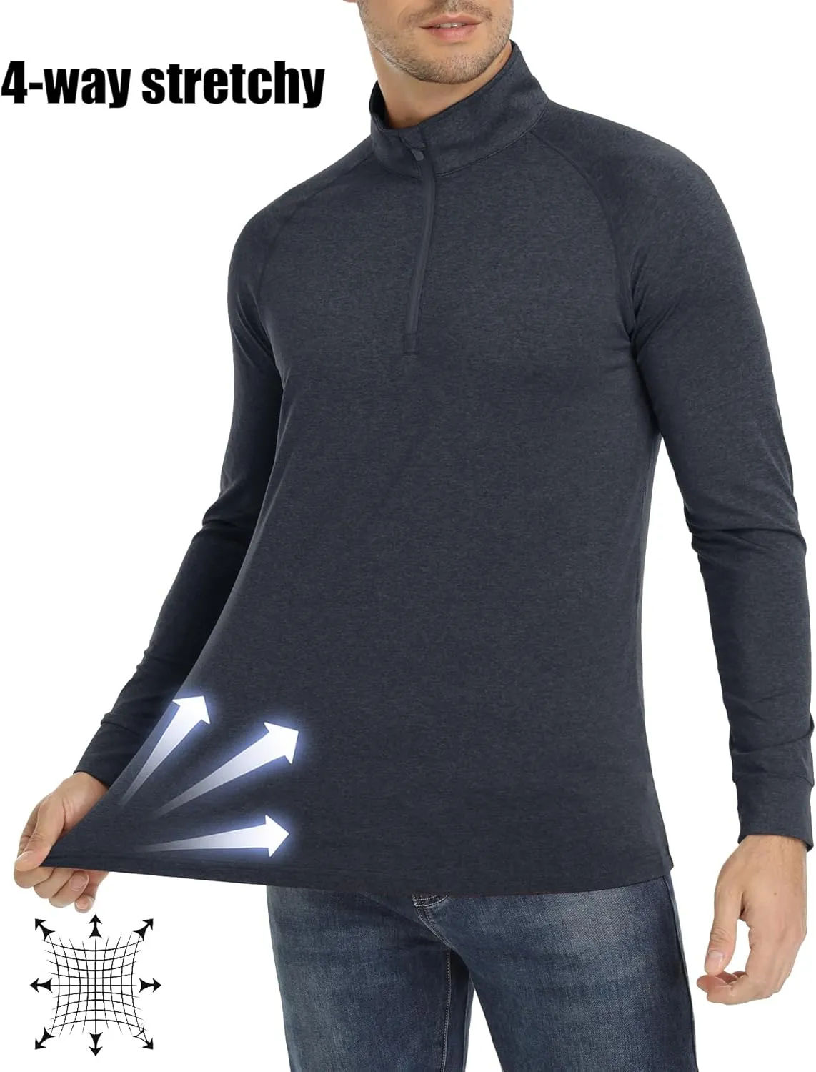 MAGCOMSEN Men's 1/4 Zip Pullover UPF 50  Long Sleeve Sun Protection Sports Shirts Lightweight Athletic Workout Shirt