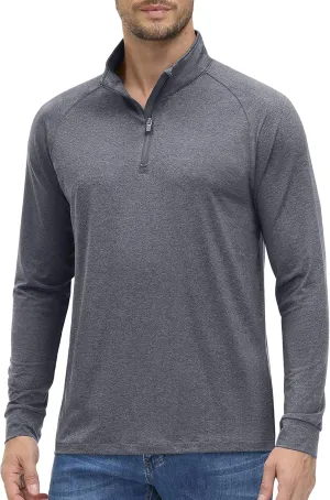 MAGCOMSEN Men's 1/4 Zip Pullover UPF 50  Long Sleeve Sun Protection Sports Shirts Lightweight Athletic Workout Shirt