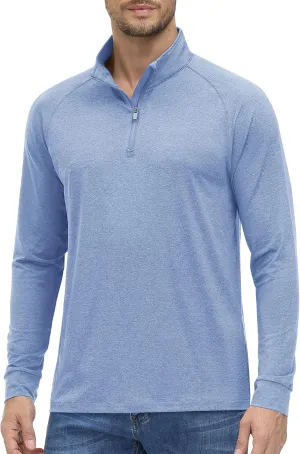 MAGCOMSEN Men's 1/4 Zip Pullover UPF 50  Long Sleeve Sun Protection Sports Shirts Lightweight Athletic Workout Shirt