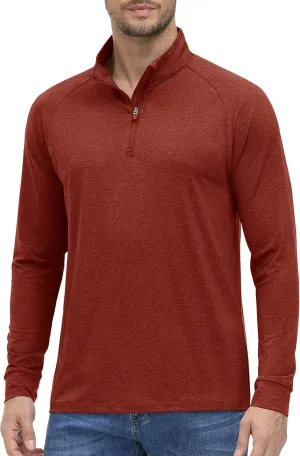 MAGCOMSEN Men's 1/4 Zip Pullover UPF 50  Long Sleeve Sun Protection Sports Shirts Lightweight Athletic Workout Shirt