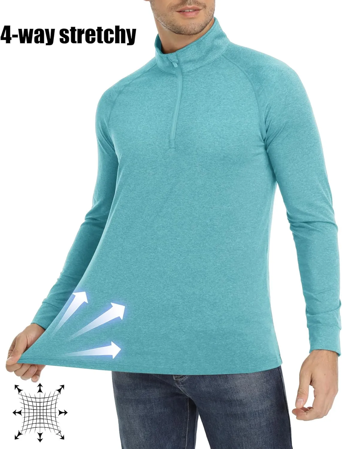 MAGCOMSEN Men's 1/4 Zip Pullover UPF 50  Long Sleeve Sun Protection Sports Shirts Lightweight Athletic Workout Shirt