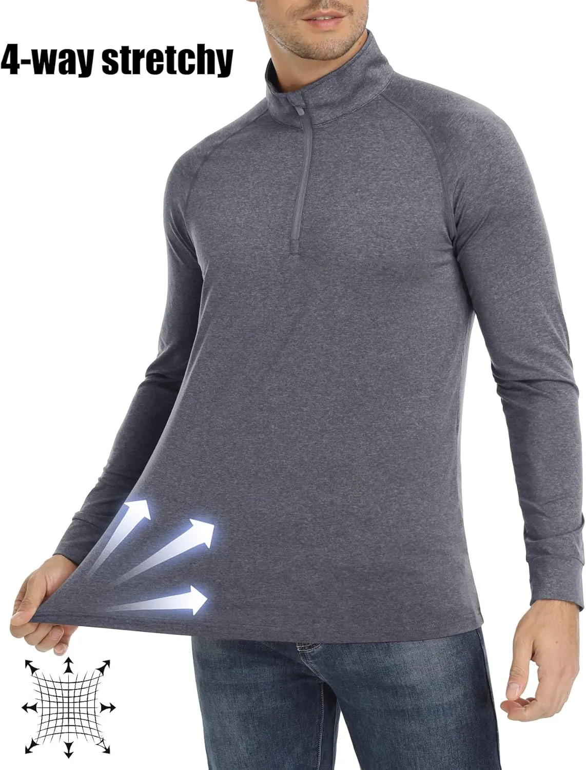 MAGCOMSEN Men's 1/4 Zip Pullover UPF 50  Long Sleeve Sun Protection Sports Shirts Lightweight Athletic Workout Shirt