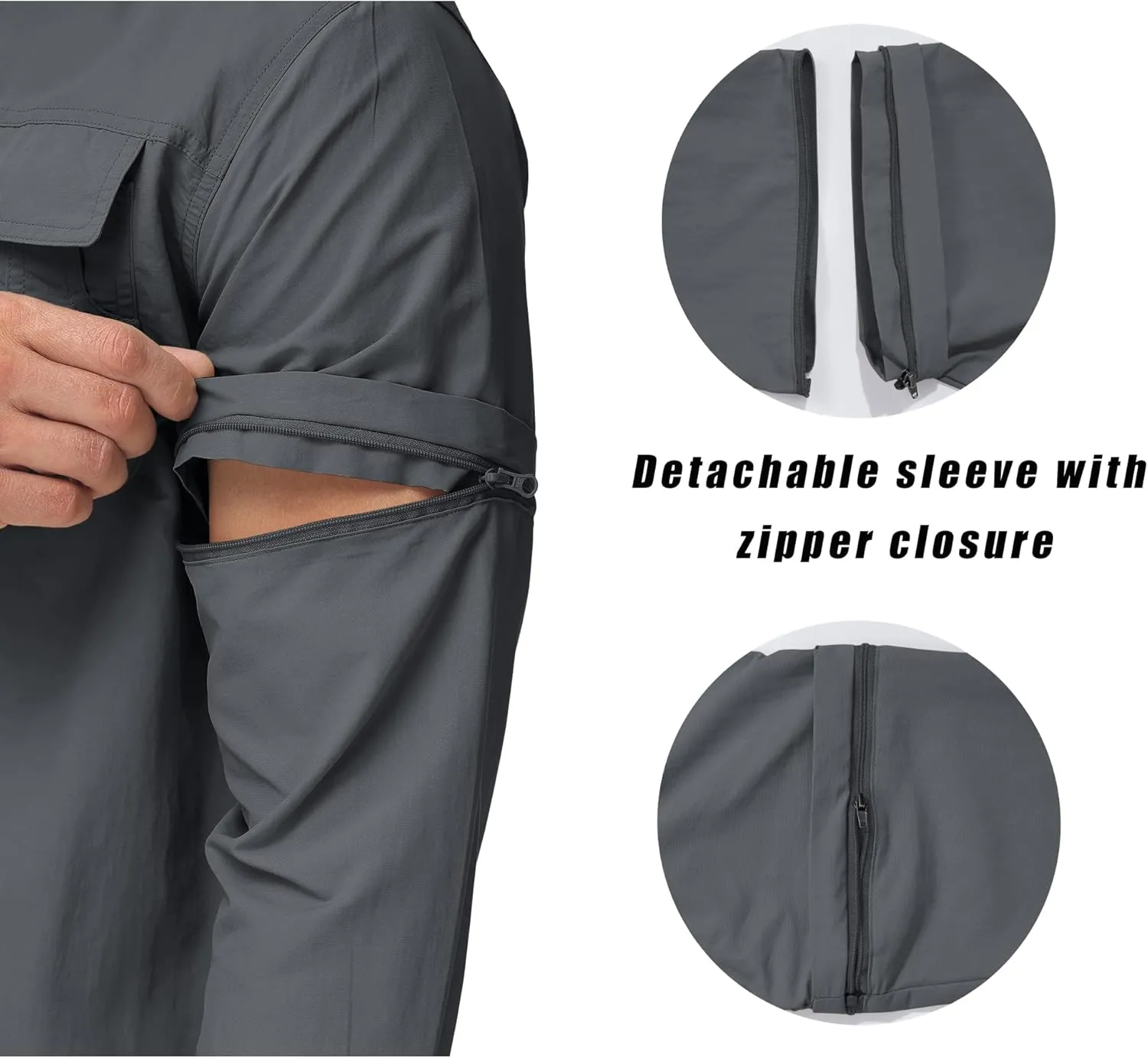 MAGCOMSEN Men's Convertible Work Shirts Quick Dry Breathable Button Down Long Sleeve Shirts for Outdoor, Fishing, Safari