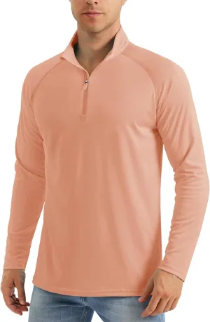 MAGCOMSEN Men's Long Sleeve Sun Shirts UPF 50  Tees 1/4 Zip Up Fishing Running Rash Guard T-Shirts Outdoor Shirt
