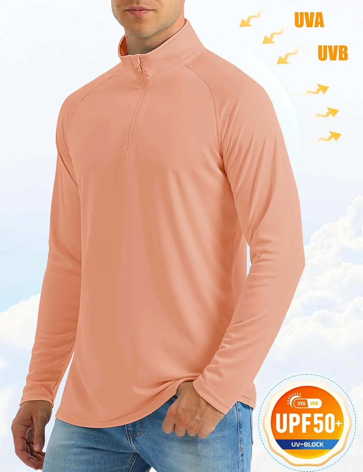 MAGCOMSEN Men's Long Sleeve Sun Shirts UPF 50  Tees 1/4 Zip Up Fishing Running Rash Guard T-Shirts Outdoor Shirt