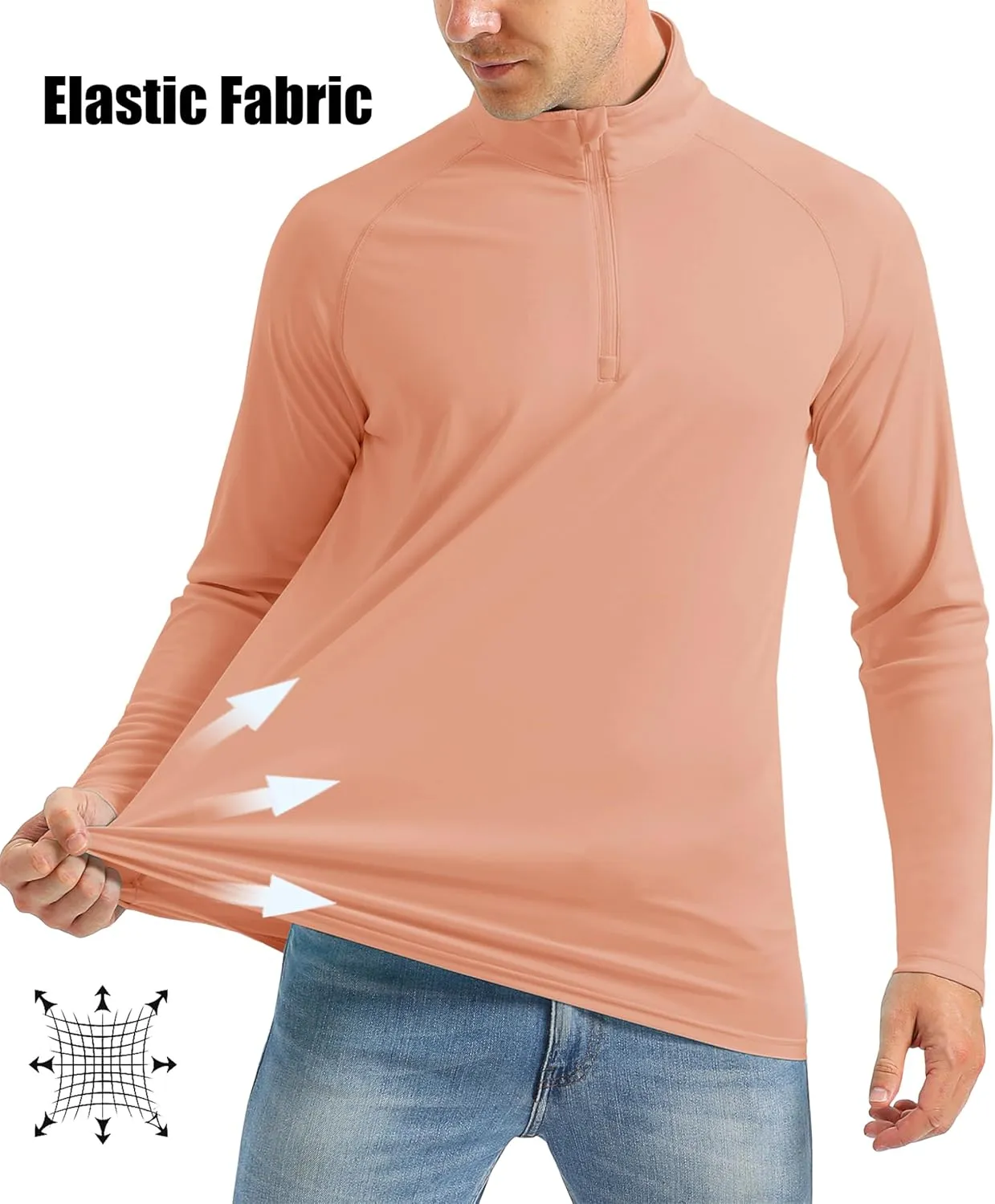 MAGCOMSEN Men's Long Sleeve Sun Shirts UPF 50  Tees 1/4 Zip Up Fishing Running Rash Guard T-Shirts Outdoor Shirt