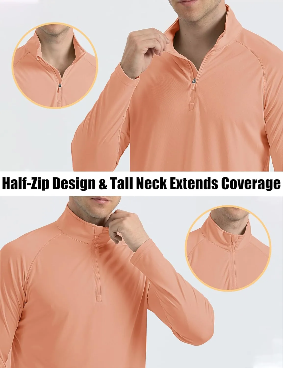 MAGCOMSEN Men's Long Sleeve Sun Shirts UPF 50  Tees 1/4 Zip Up Fishing Running Rash Guard T-Shirts Outdoor Shirt