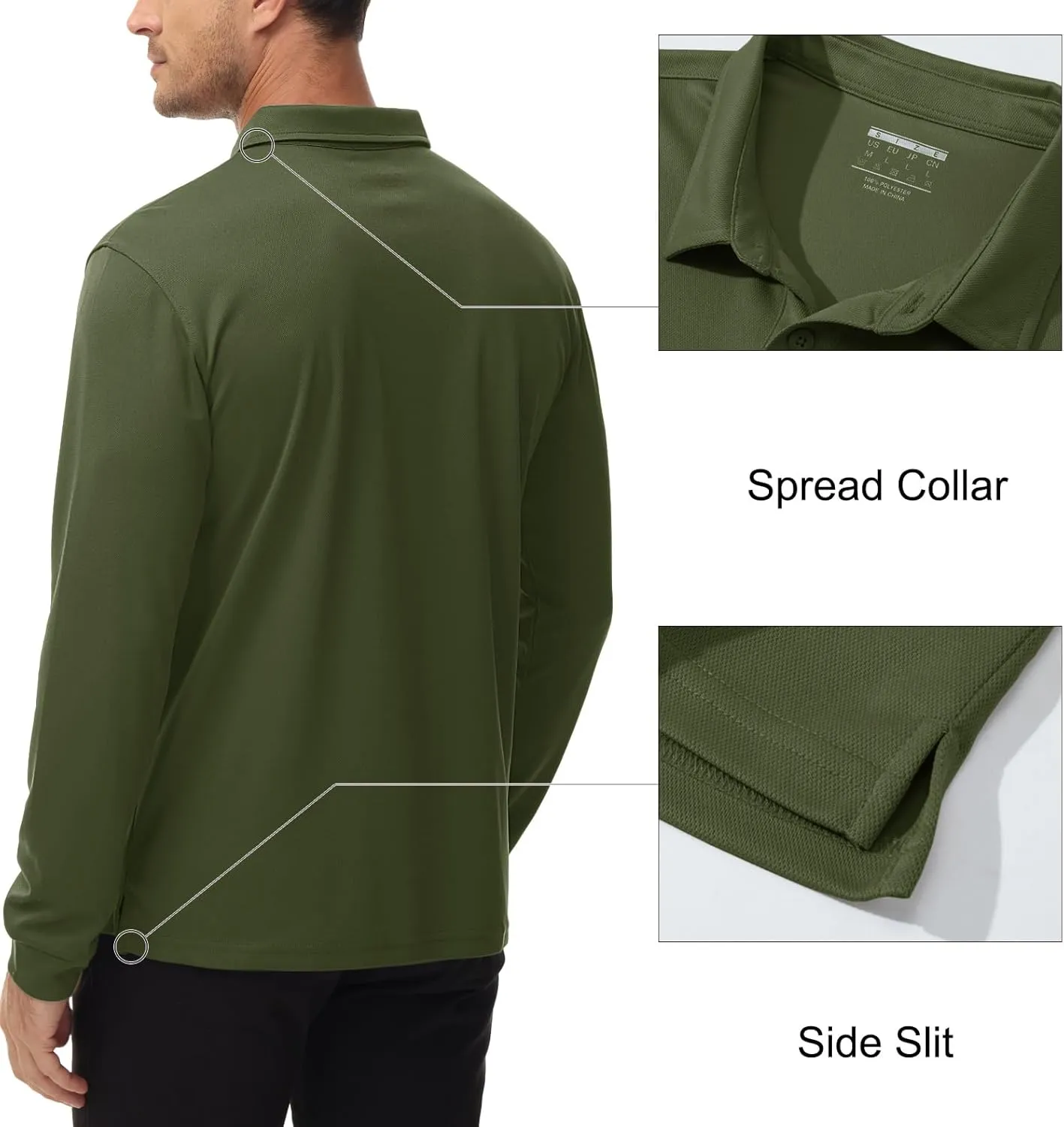 MAGCOMSEN Men's Polo Shirts with Pocket Long Sleeve Golf Quick Dry Shirts Performance Athletic Work Casual Collared Shirt