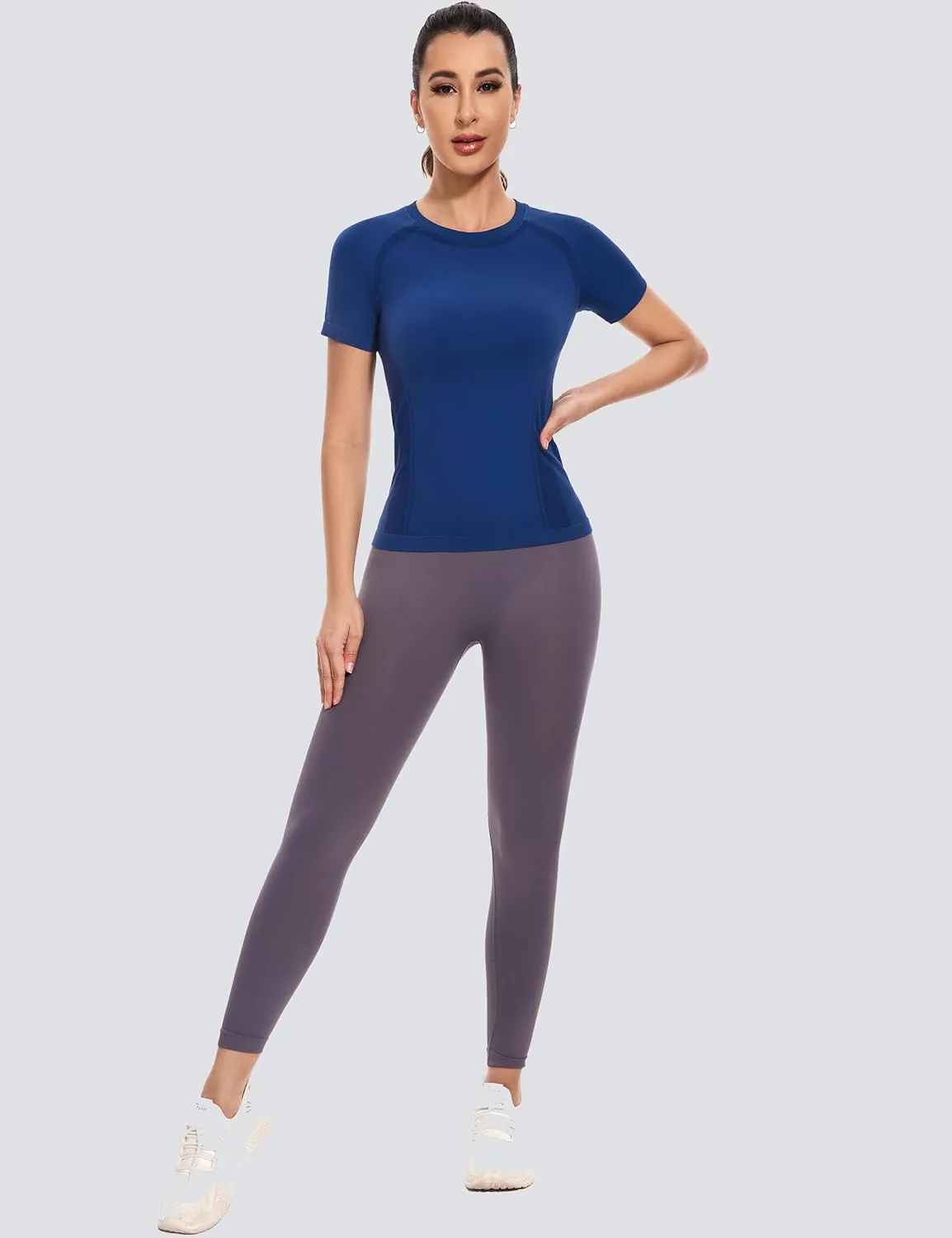 MathCat Short Sleeve Workout Tops for Women,Workout Shirts for Women,Seamless Yoga Athletic Shirts Gym Running Shirts