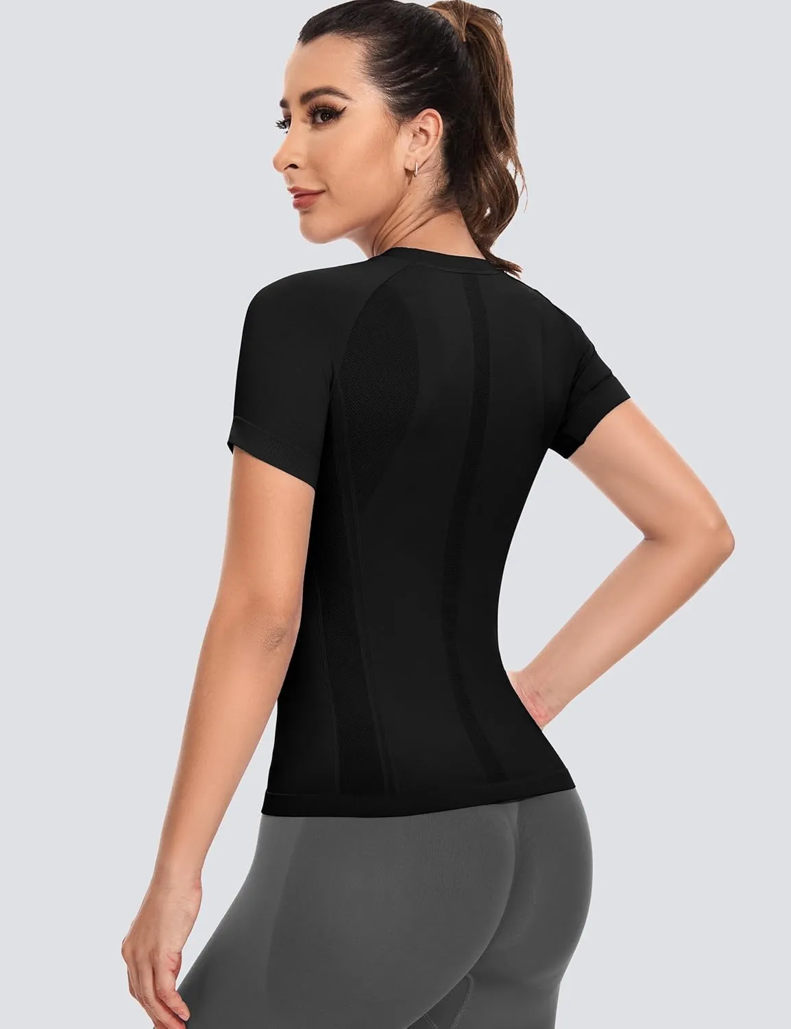MathCat Short Sleeve Workout Tops for Women,Workout Shirts for Women,Seamless Yoga Athletic Shirts Gym Running Shirts