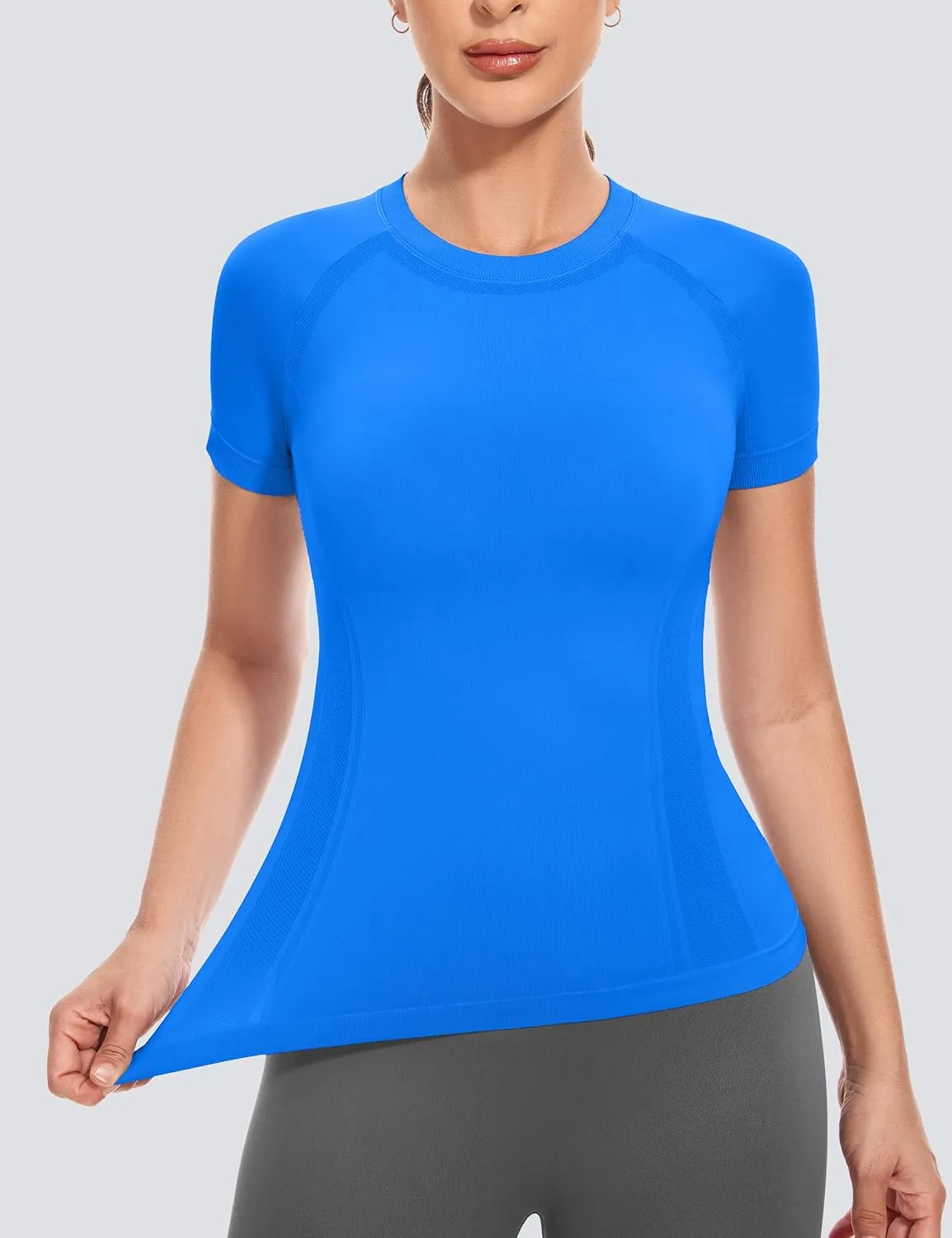 MathCat Short Sleeve Workout Tops for Women,Workout Shirts for Women,Seamless Yoga Athletic Shirts Gym Running Shirts