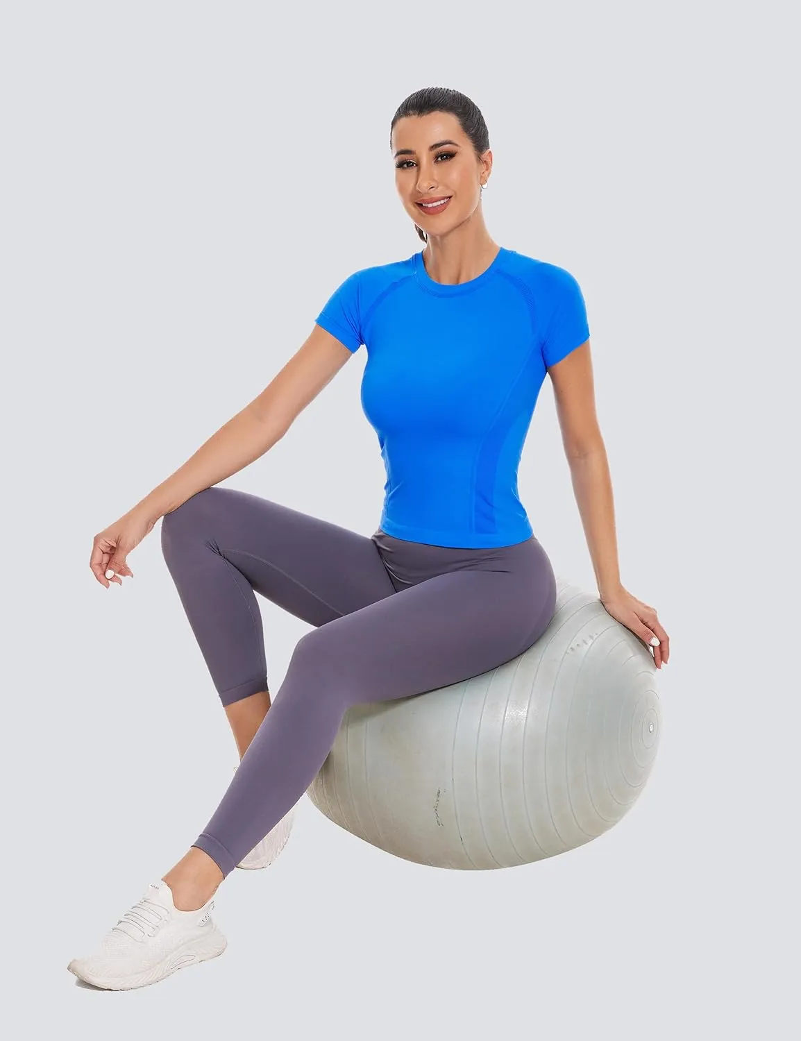 MathCat Short Sleeve Workout Tops for Women,Workout Shirts for Women,Seamless Yoga Athletic Shirts Gym Running Shirts