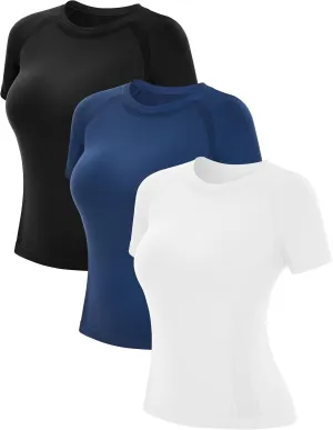 MathCat Short Sleeve Workout Tops for Women,Workout Shirts for Women,Seamless Yoga Athletic Shirts Gym Running Shirts