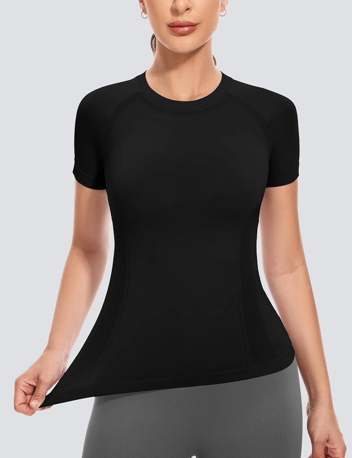 MathCat Short Sleeve Workout Tops for Women,Workout Shirts for Women,Seamless Yoga Athletic Shirts Gym Running Shirts