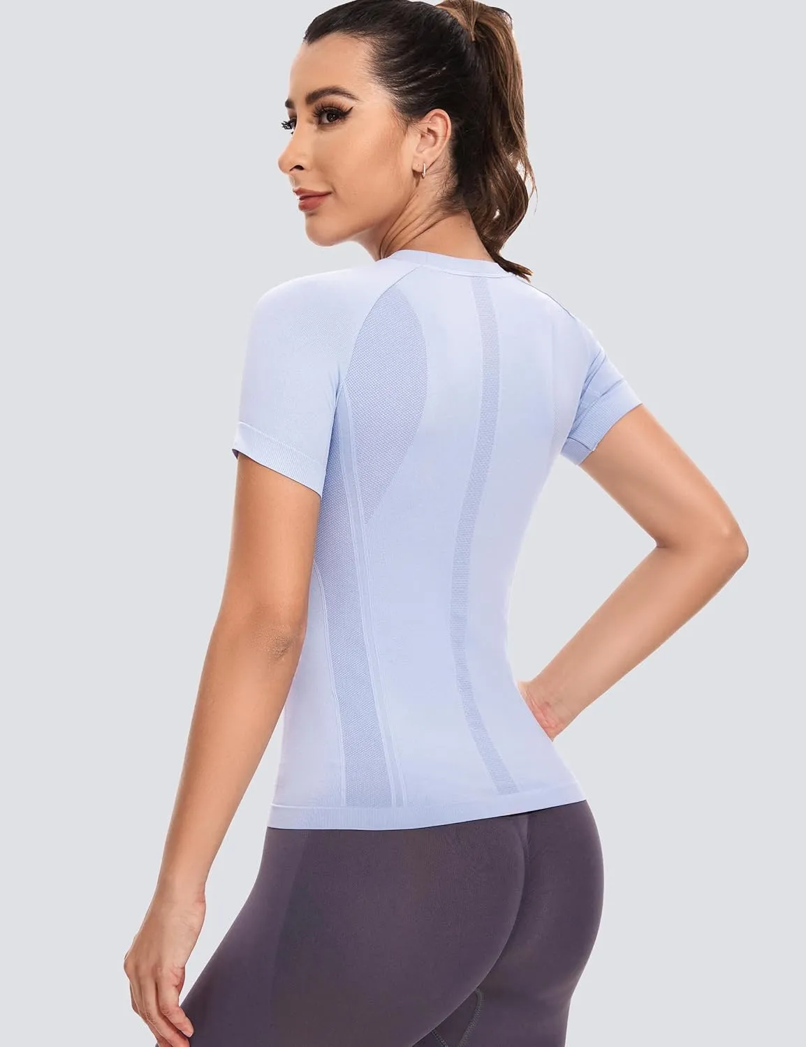 MathCat Short Sleeve Workout Tops for Women,Workout Shirts for Women,Seamless Yoga Athletic Shirts Gym Running Shirts