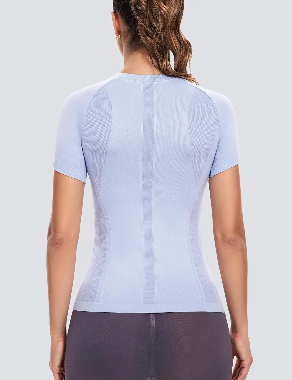 MathCat Short Sleeve Workout Tops for Women,Workout Shirts for Women,Seamless Yoga Athletic Shirts Gym Running Shirts