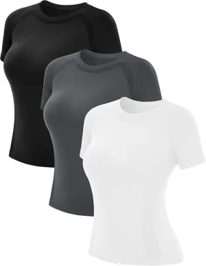 MathCat Short Sleeve Workout Tops for Women,Workout Shirts for Women,Seamless Yoga Athletic Shirts Gym Running Shirts