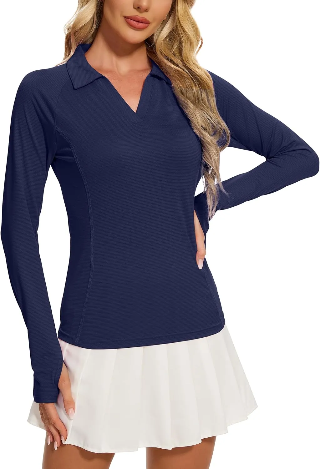 MathCat Women's Long Sleeve Golf Shirts UPF50  Quickly Dry Tennis Polo Lightweight Sports Athletic Tops