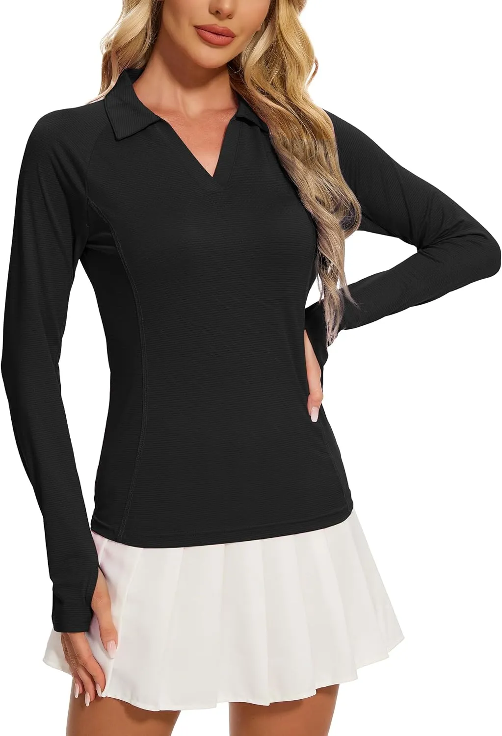 MathCat Women's Long Sleeve Golf Shirts UPF50  Quickly Dry Tennis Polo Lightweight Sports Athletic Tops