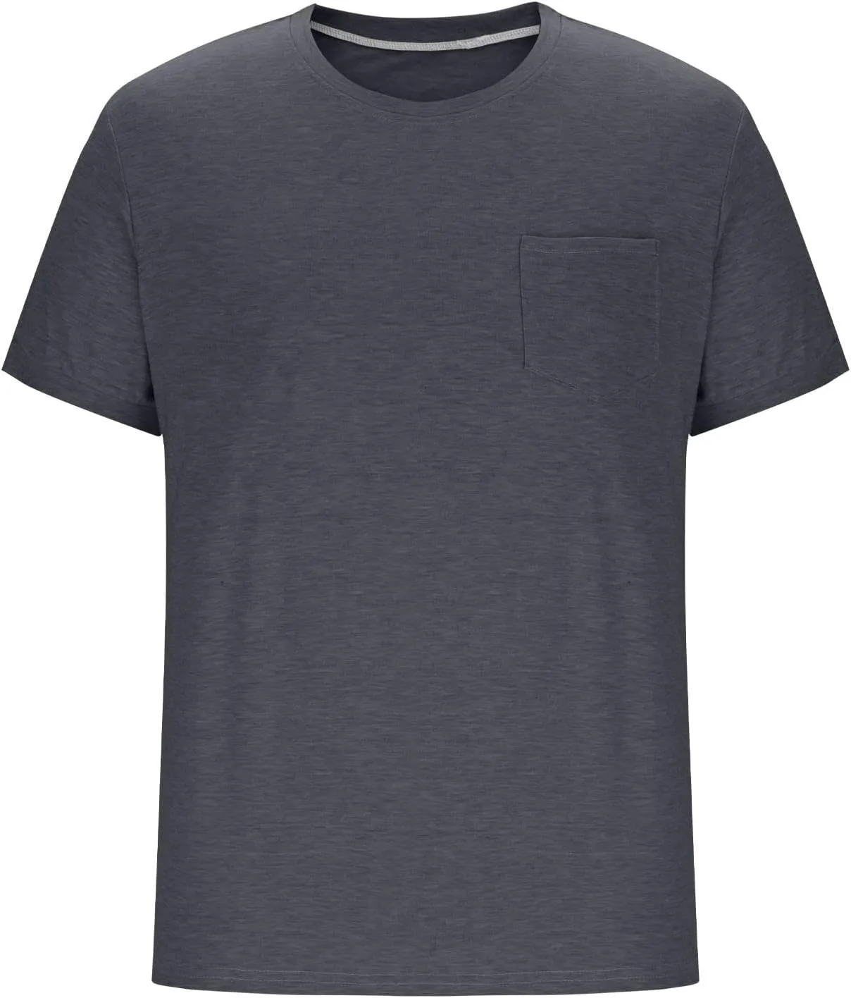 Men Short Sleeve T Shirts with Chest Pocket, Solid Color Crewneck Tee Soft Comfy Summer Tops Workout Athletic Tshirt